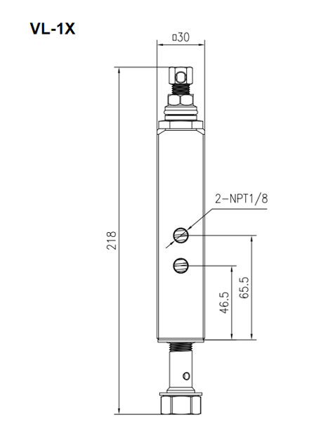 Technische tekening van VL-1X doseerventielen Technische tekening van VL-1X doseerventielen