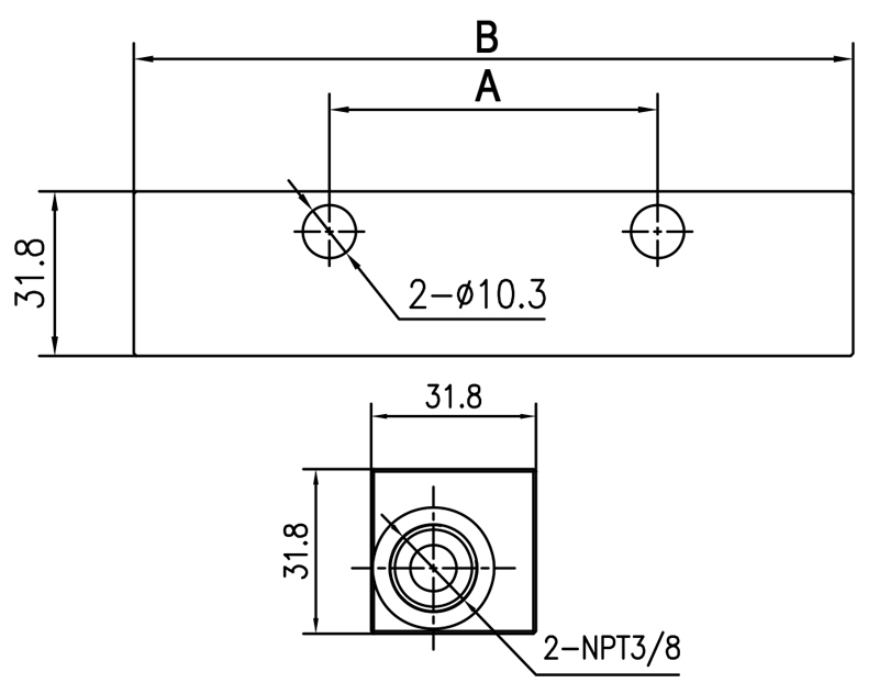 Technische tekening van VL-1XL doseerventielen Technische tekening van VL-1XL doseerventielen